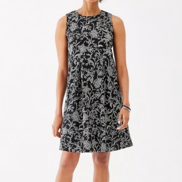 J Jill Wearever Collection Women’s Dress S Sleeveless Black Floral Rayon Spandex - Picture 1 of 12